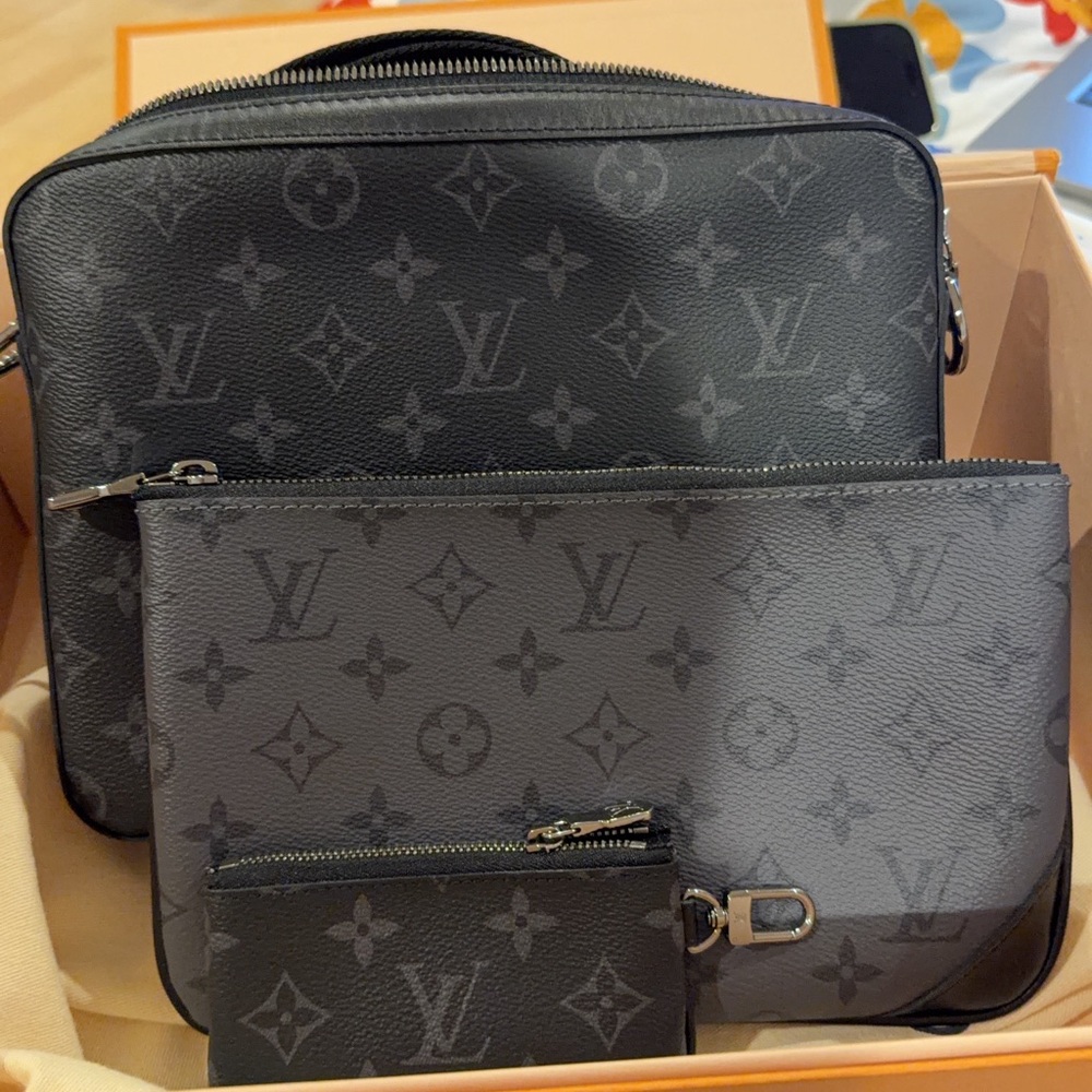 Louis Vuitton Men's Black Monogram Trio Messenger Bag Set